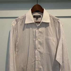 Enro‎ Dress Shirt Men 16 34/35 White Black Check Windowpane Compact 120s Cotton